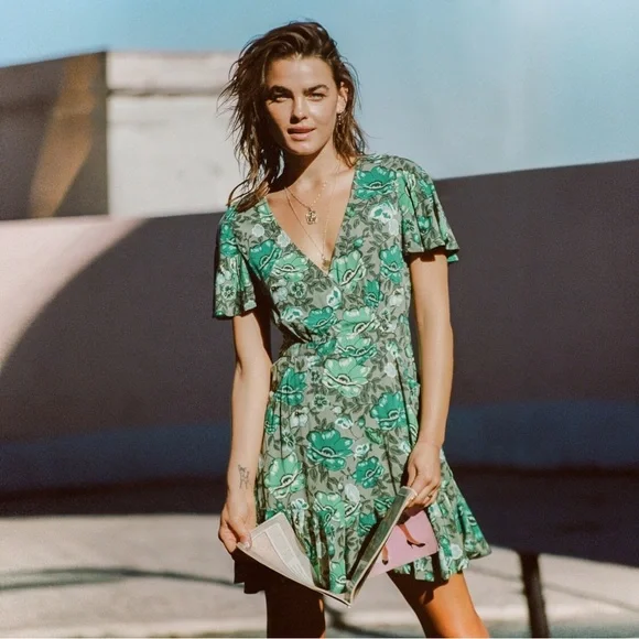 Spell & The Gypsy Collective Winona Mini Dress Size Small Green Floral - Picture 10 of 10